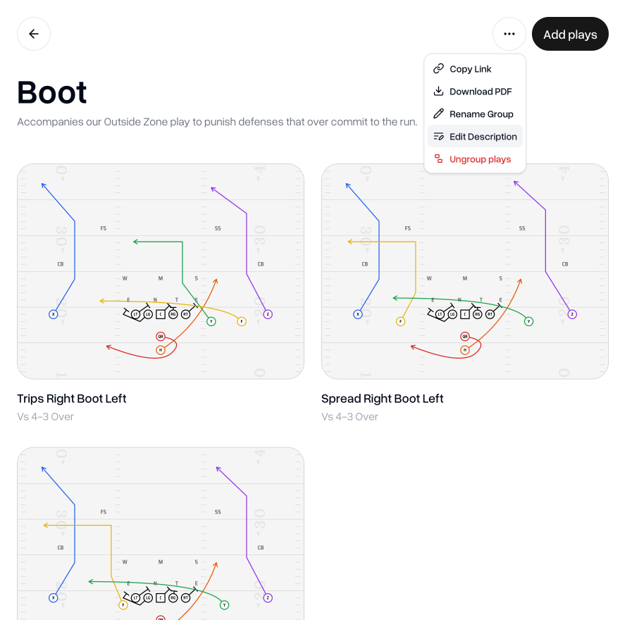 Adding description to a play group